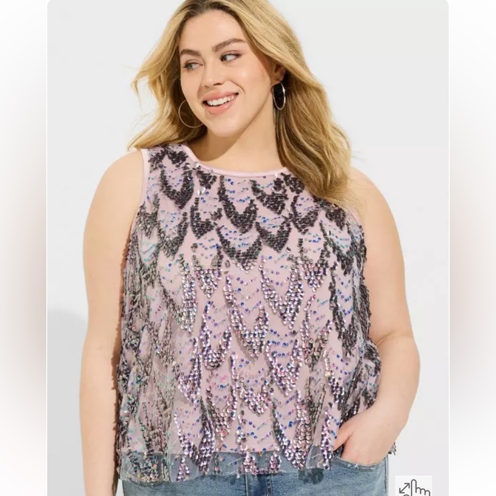 Torrid Sequin Shell Crop Top 3X New With Tag